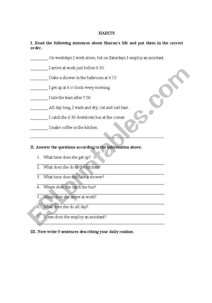 habit worksheet