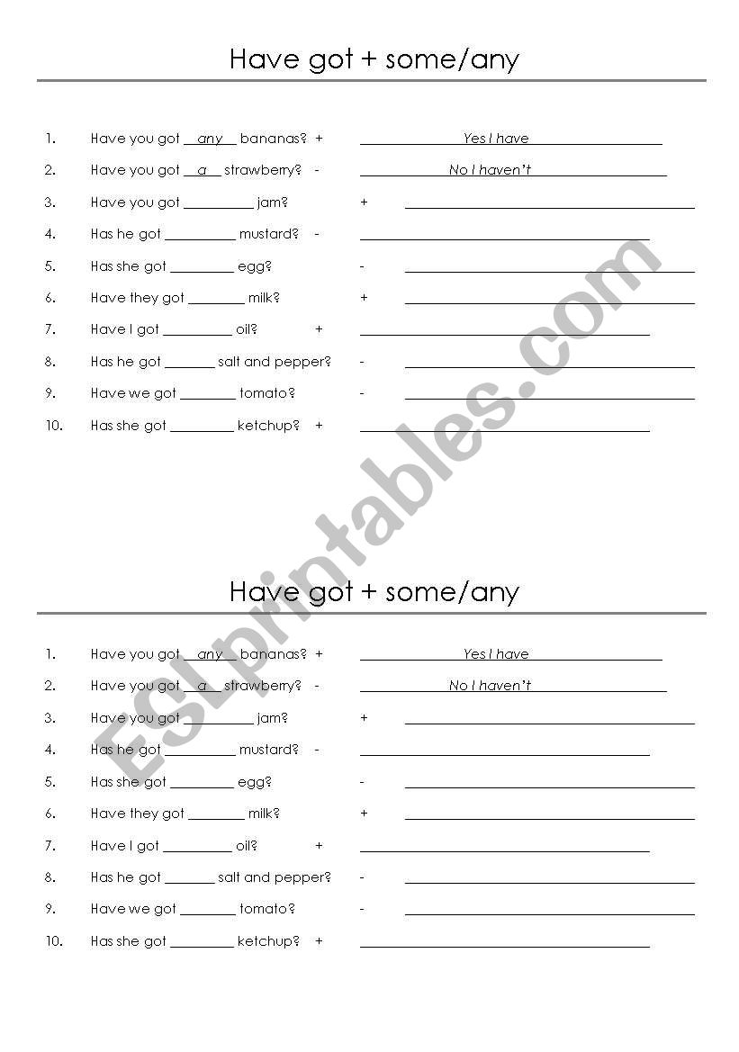 Some or Any worksheet worksheet