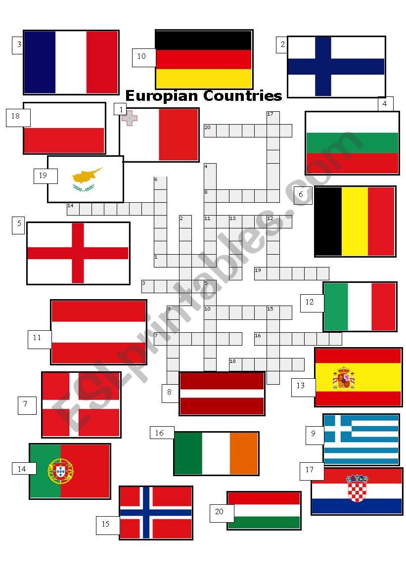 Europian Countries. Crossword.