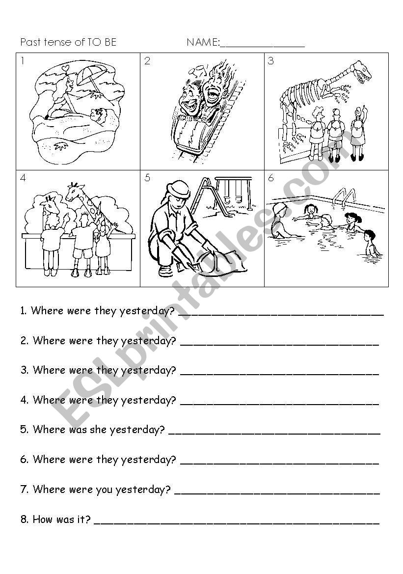 TO BE past tense test worksheet