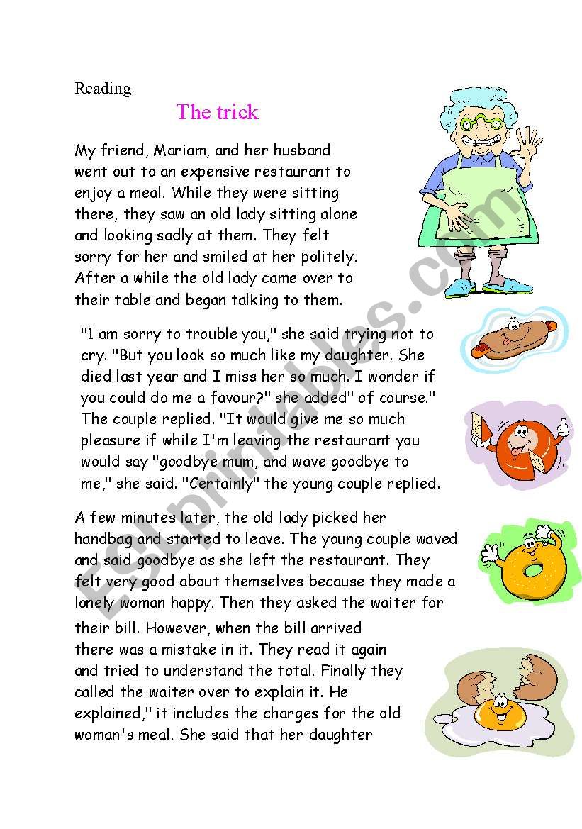 the trick reading activity worksheet