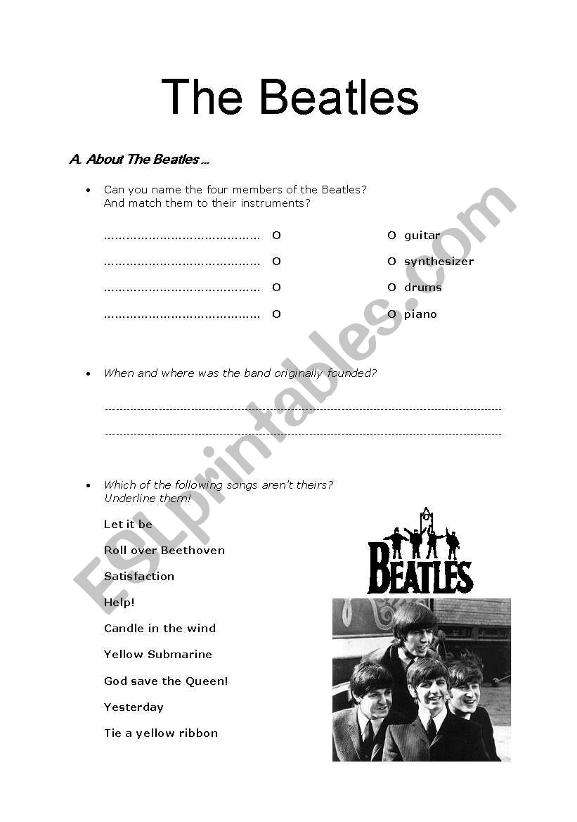the beatles worksheet