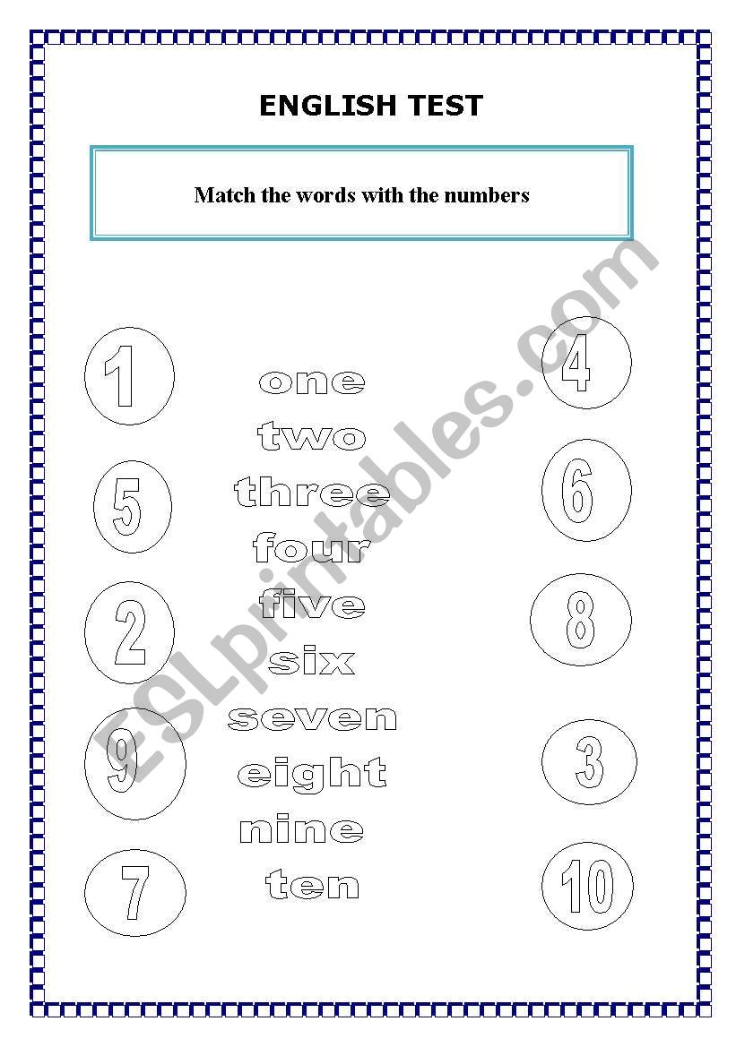 English test worksheet