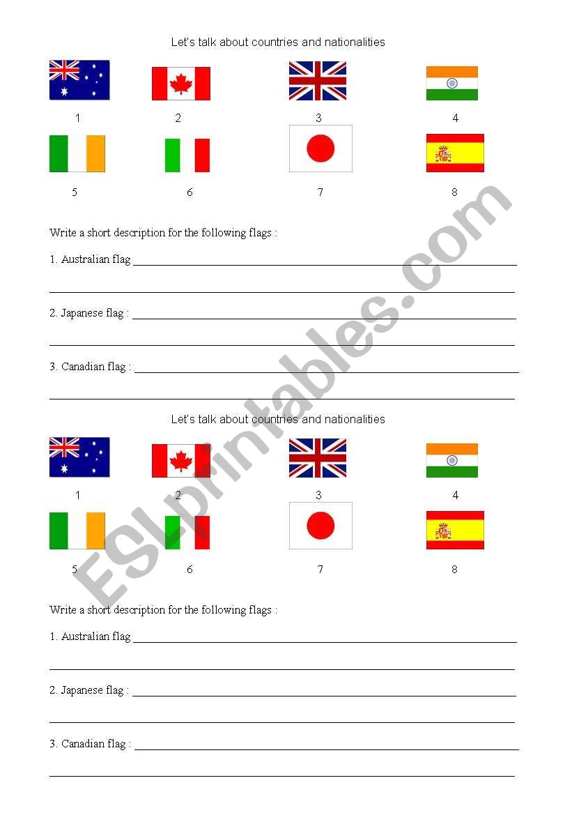 countries and nationalities worksheet