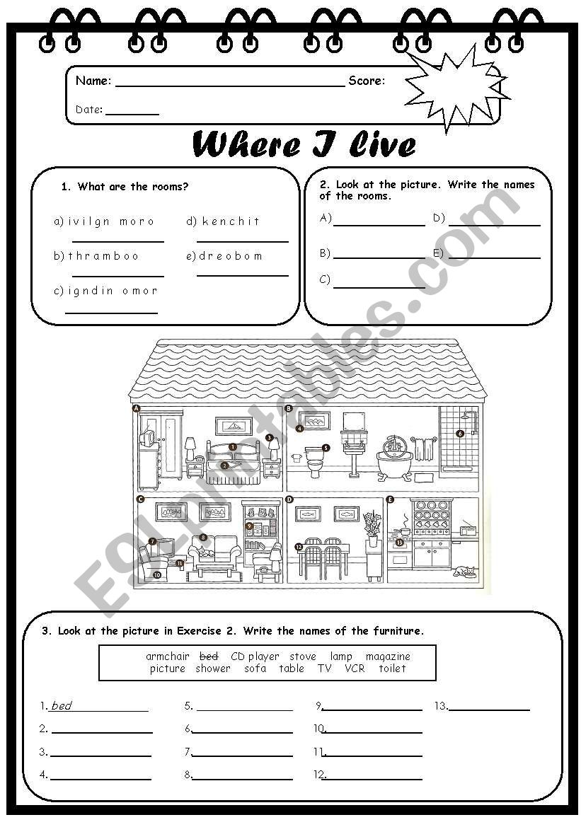 where I live worksheet