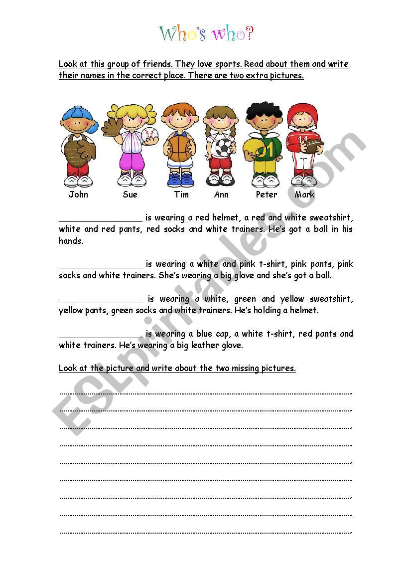 Whos who? worksheet