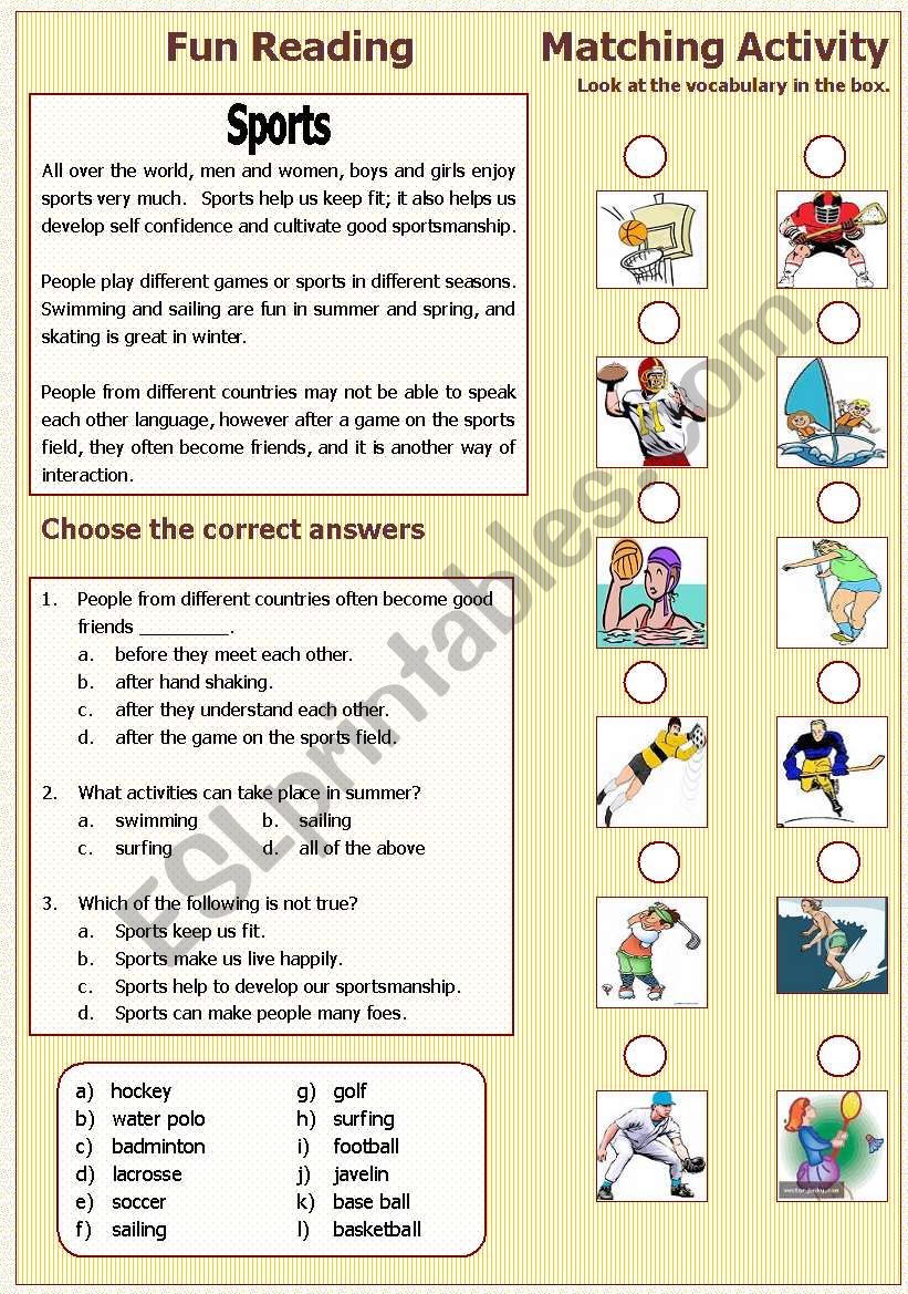 Sports  worksheet