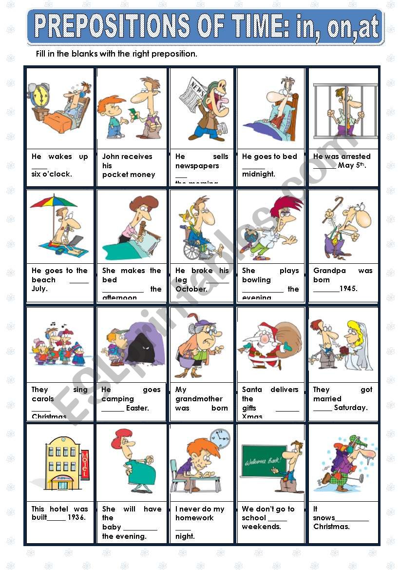 PREPOSITIONS OF TIME worksheet