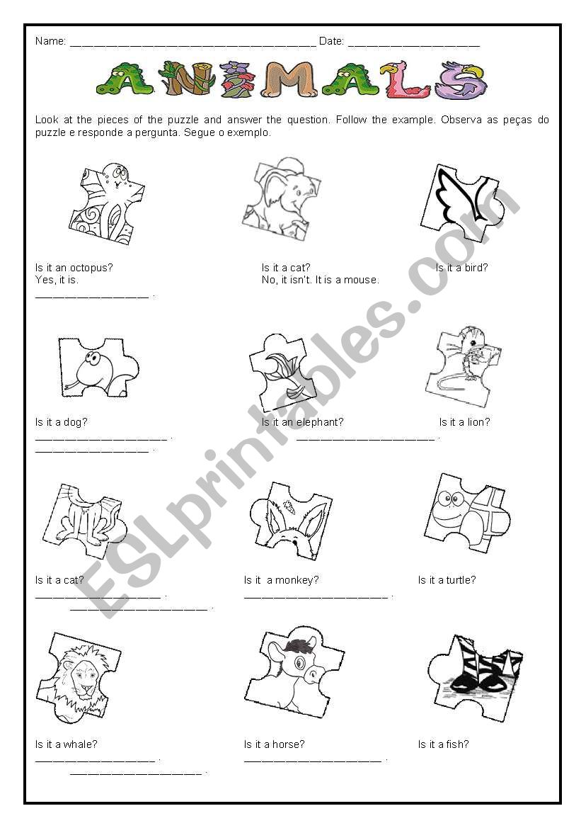 is- isnt  ( animals) worksheet