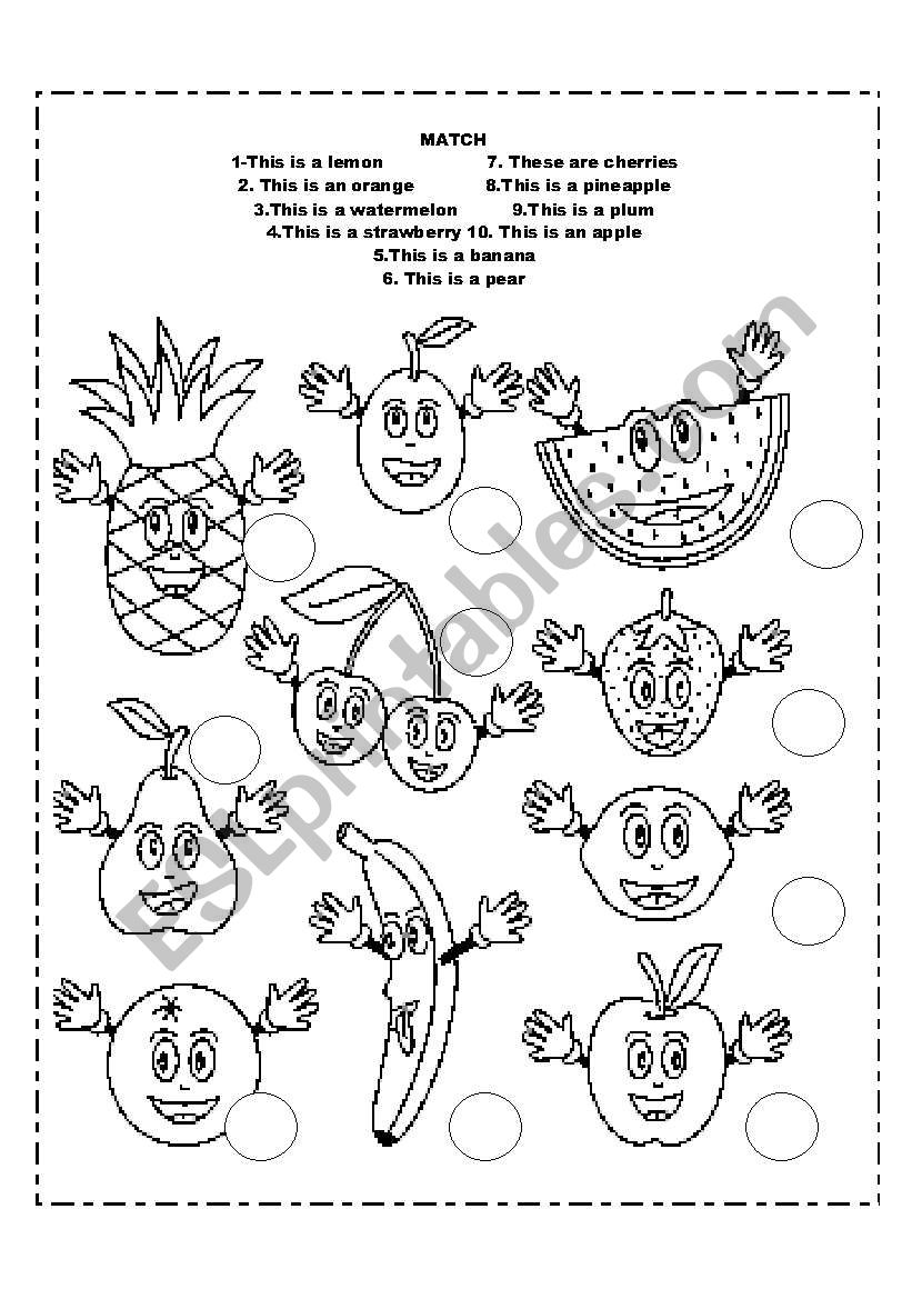 Match the fruits worksheet