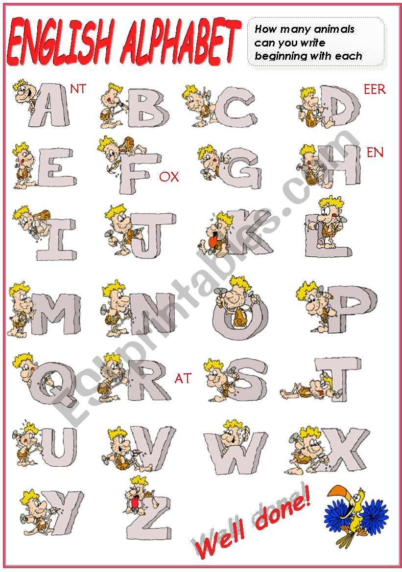 ALPHABET and ANIMALS worksheet