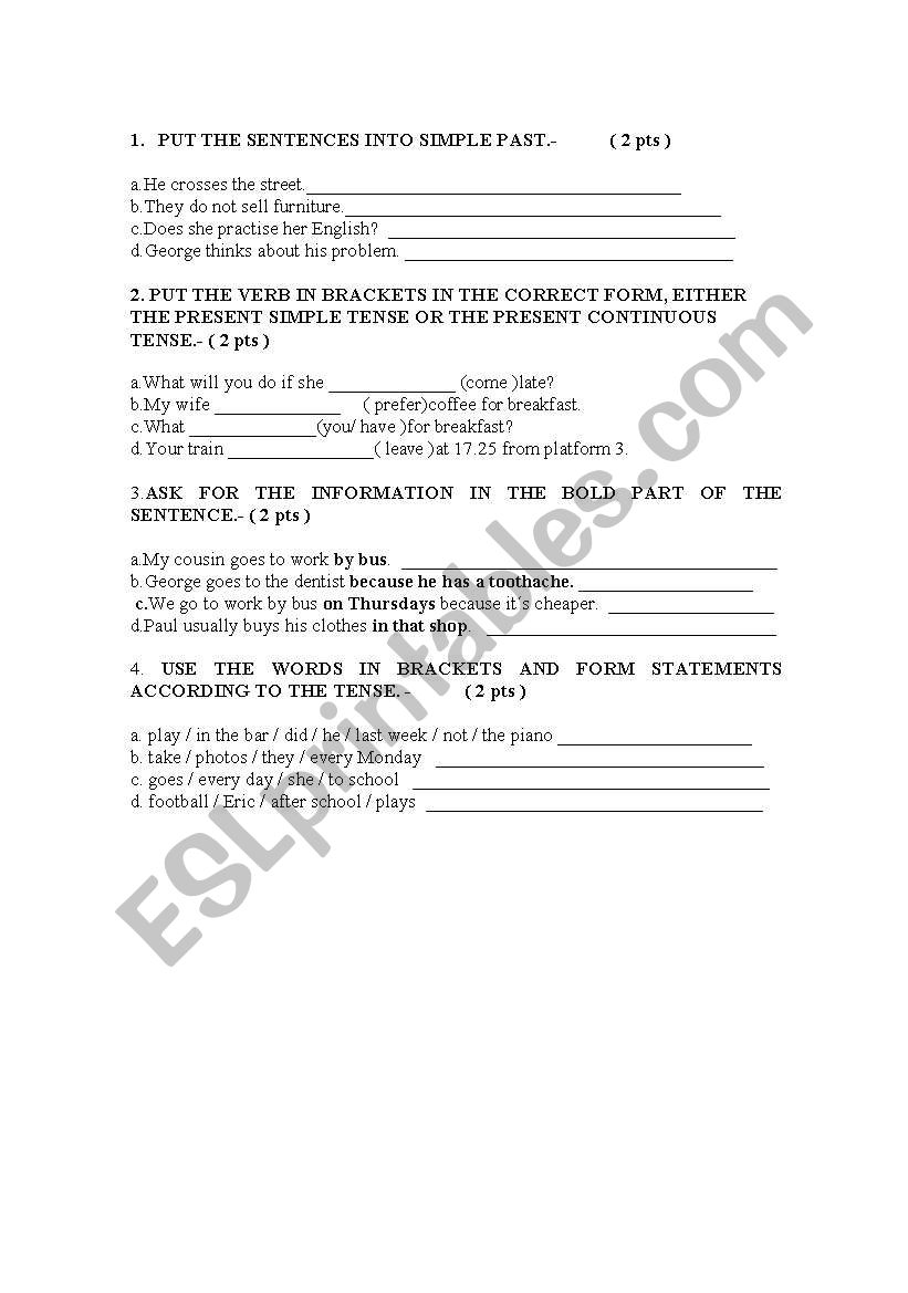 GRAMMAR worksheet