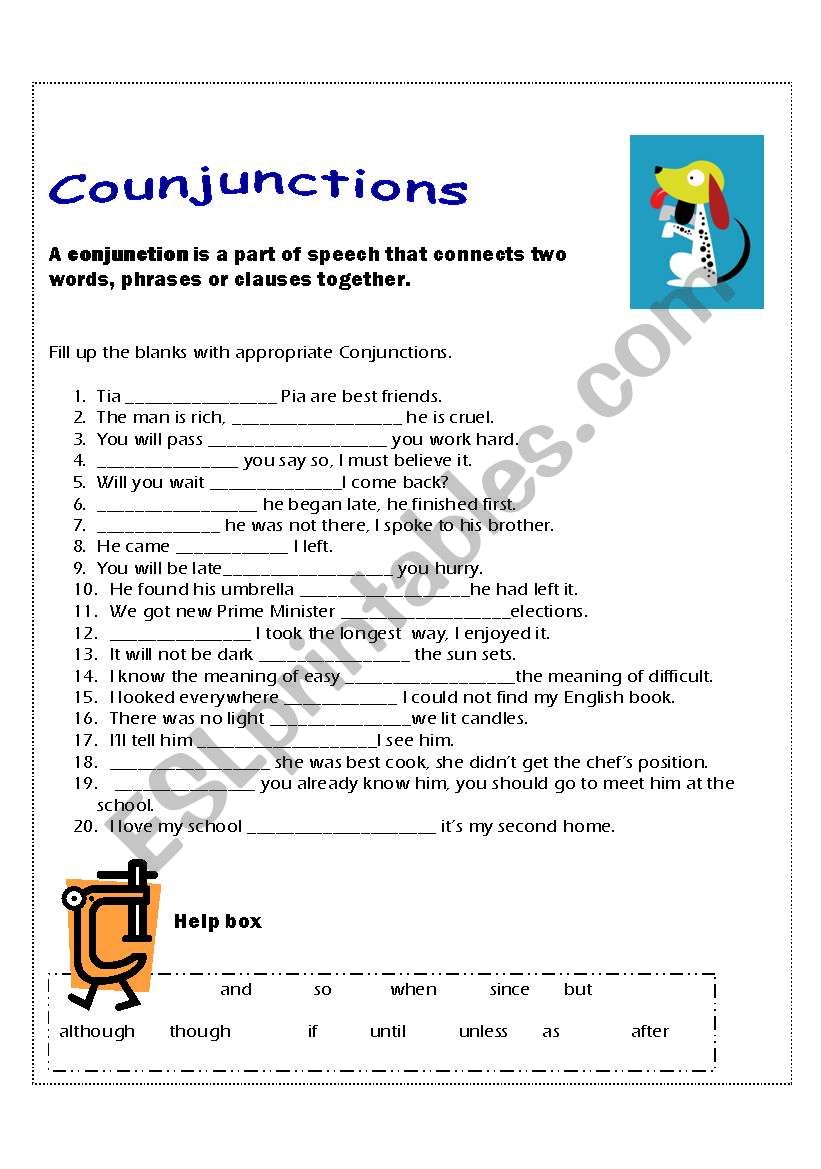 Conjunctions  worksheet