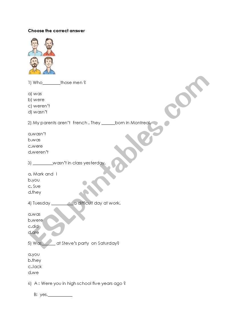 Was/Were worksheet