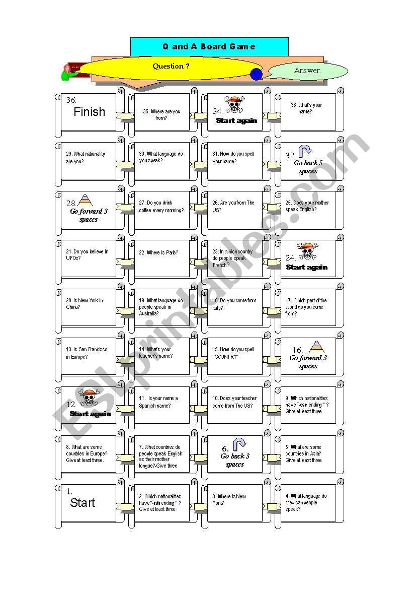 Question Board Game for Revision