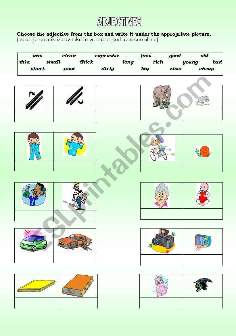 Adjectives worksheet