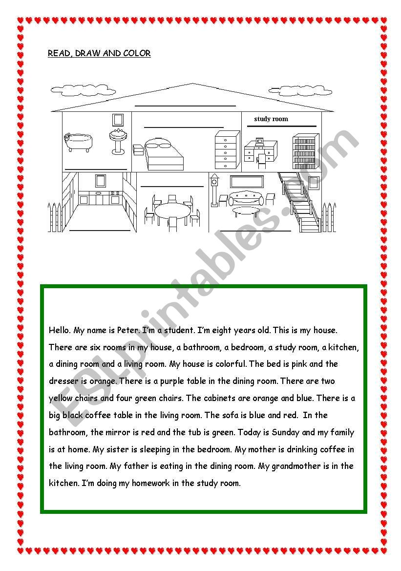 My colorful house worksheet