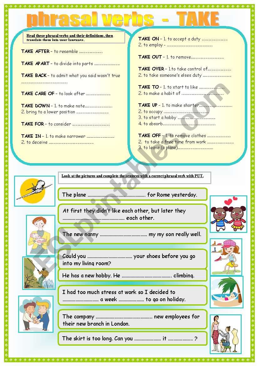 phrasal verb - TAKE worksheet