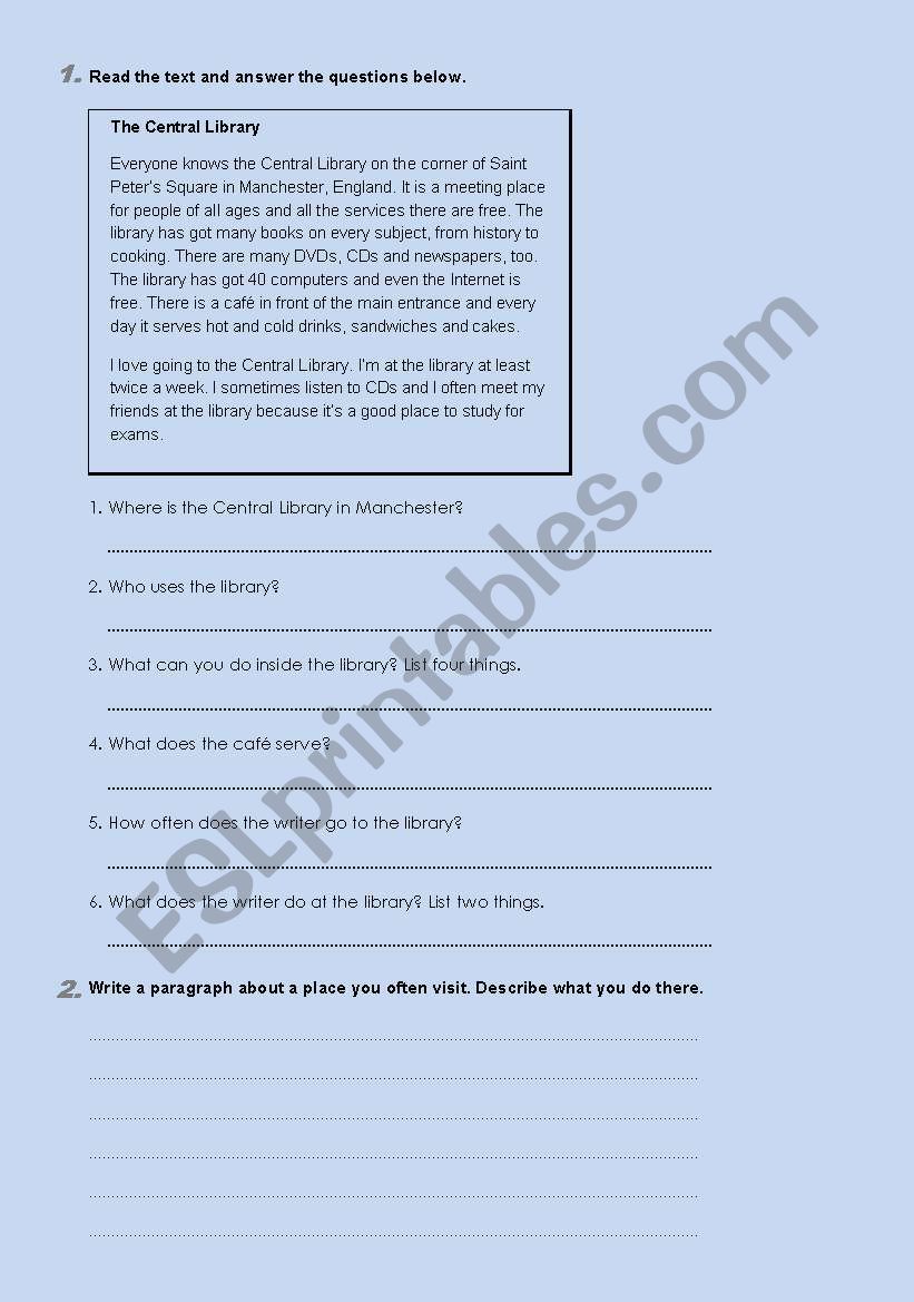 The library worksheet
