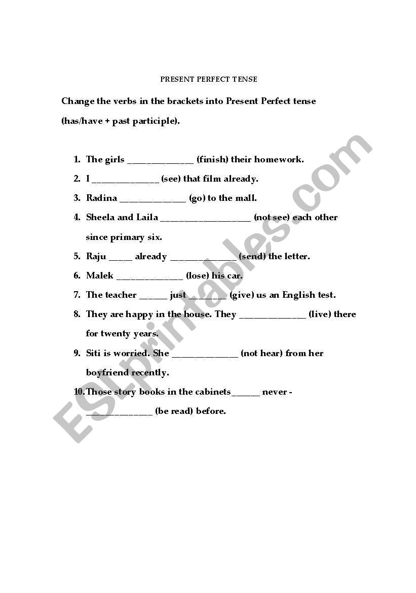 FILL IN THE BLANKS worksheet