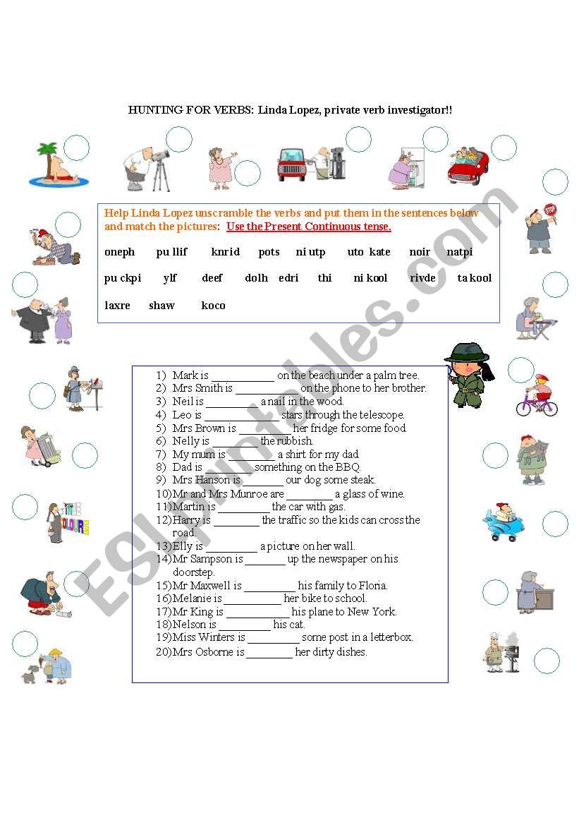 Hunting for Verbs worksheet