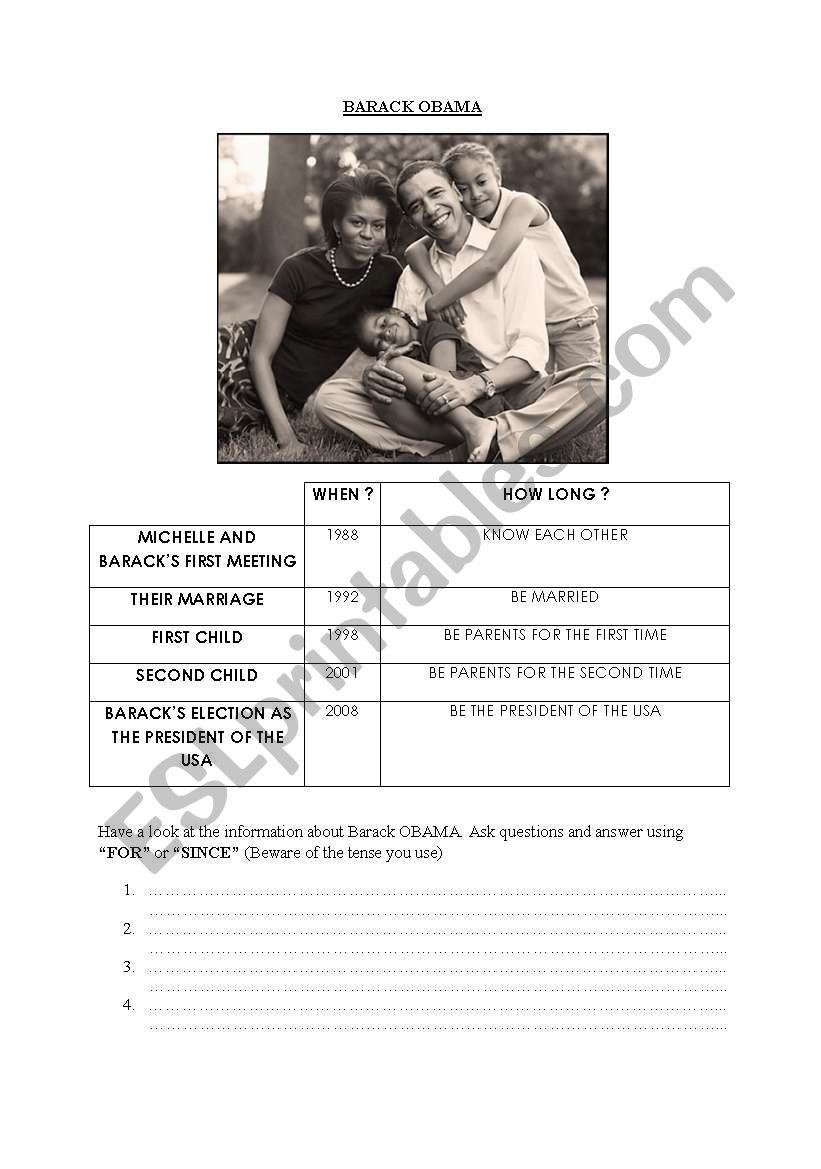 Facts about Barack OBAMA worksheet