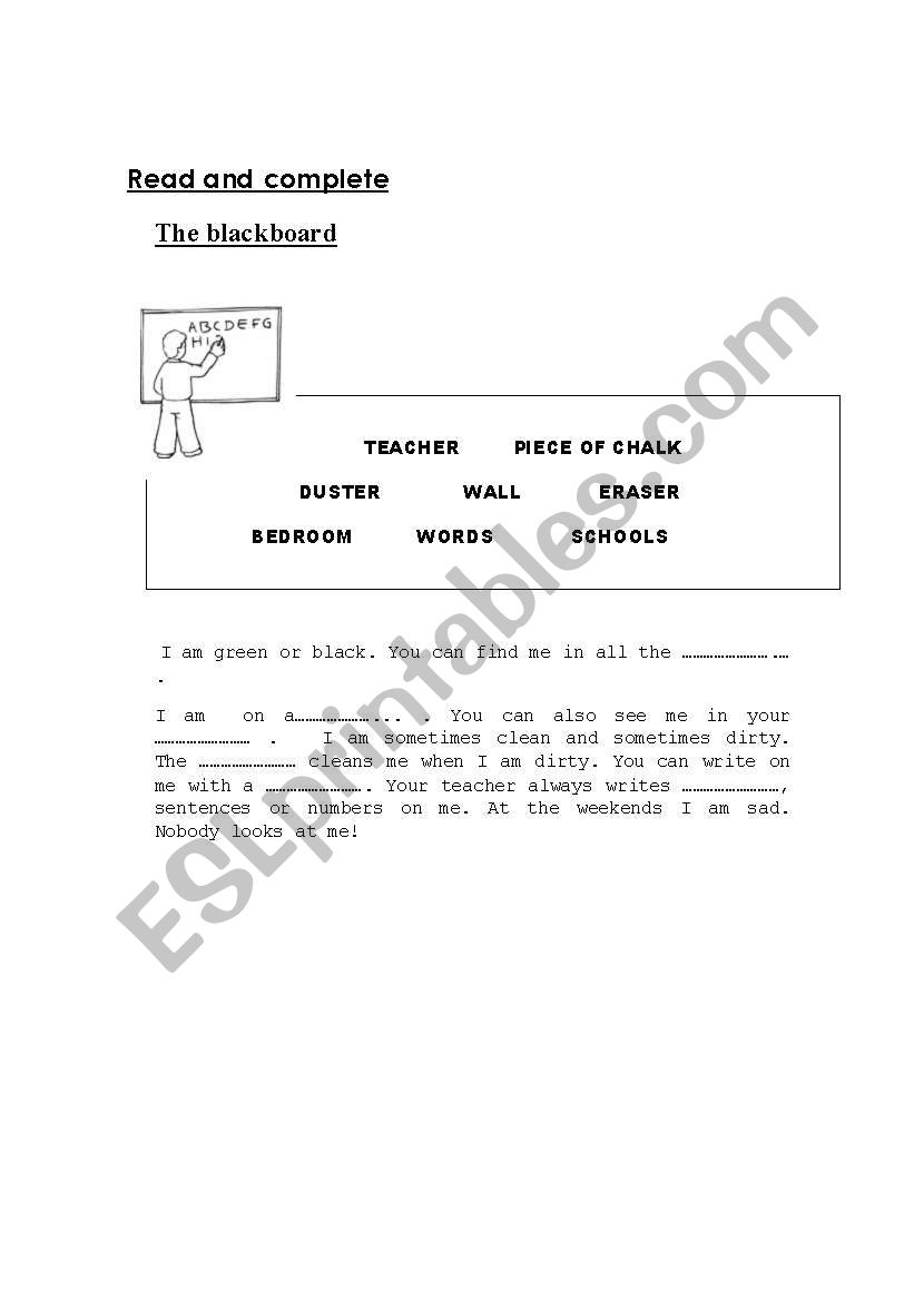 THE BLACKBOARD worksheet