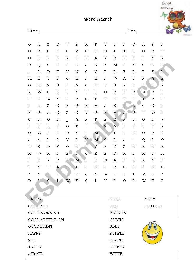 Word Search worksheet