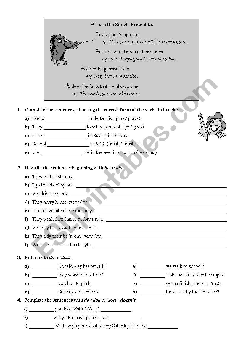 Present Simple With A Group Of Useful Exercises Esl Worksheet By Raybeez