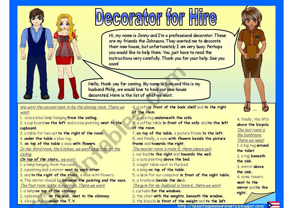 Decorator for hire worksheet