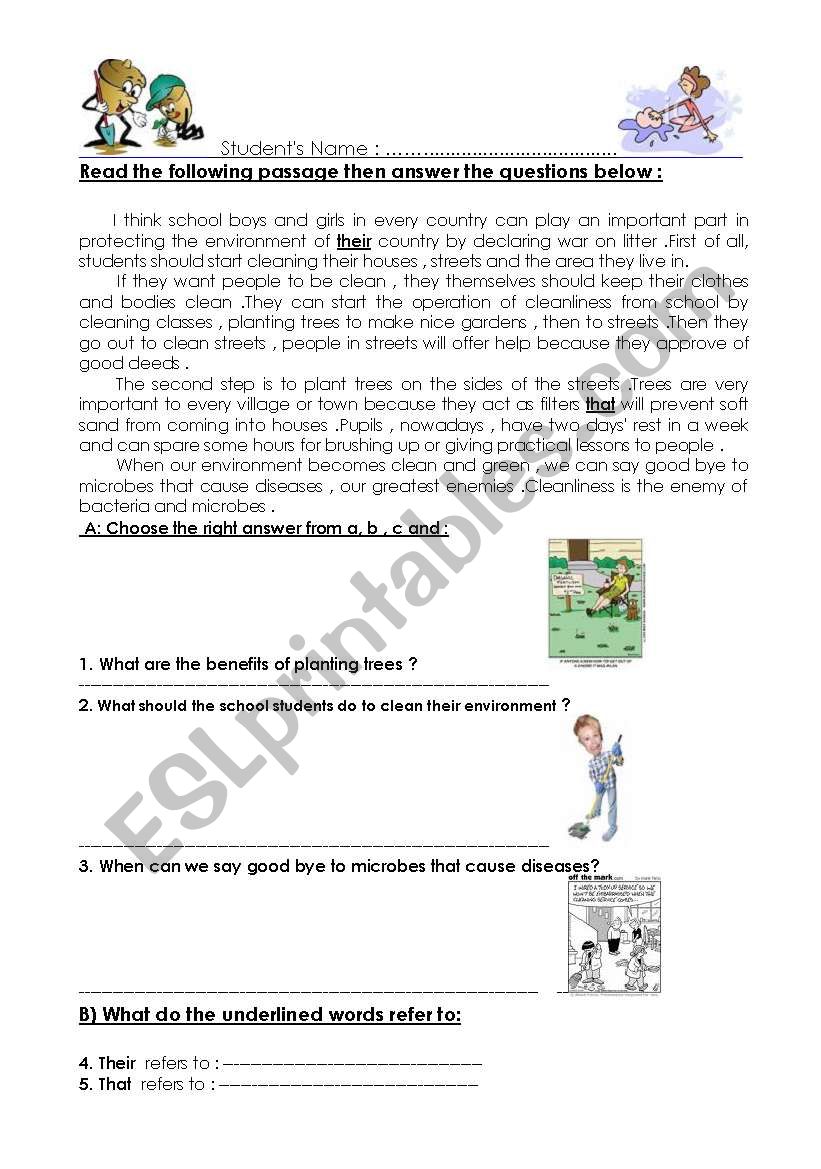 reading and writing tasks worksheet