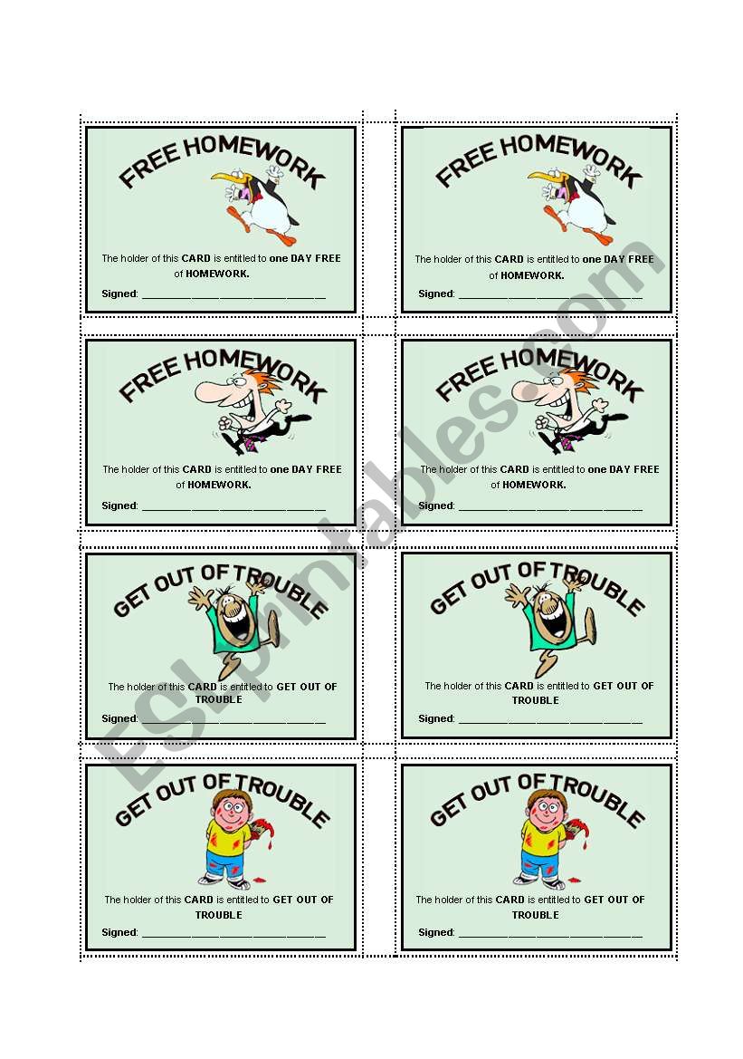 REWARDS CARDS worksheet