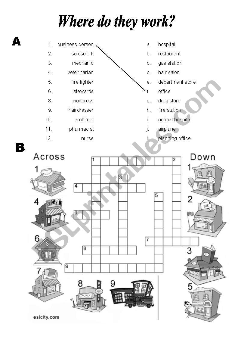 where do they work? worksheet