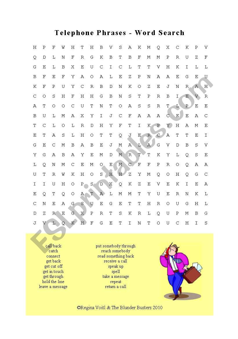 Telephoning Phrases - Word Search