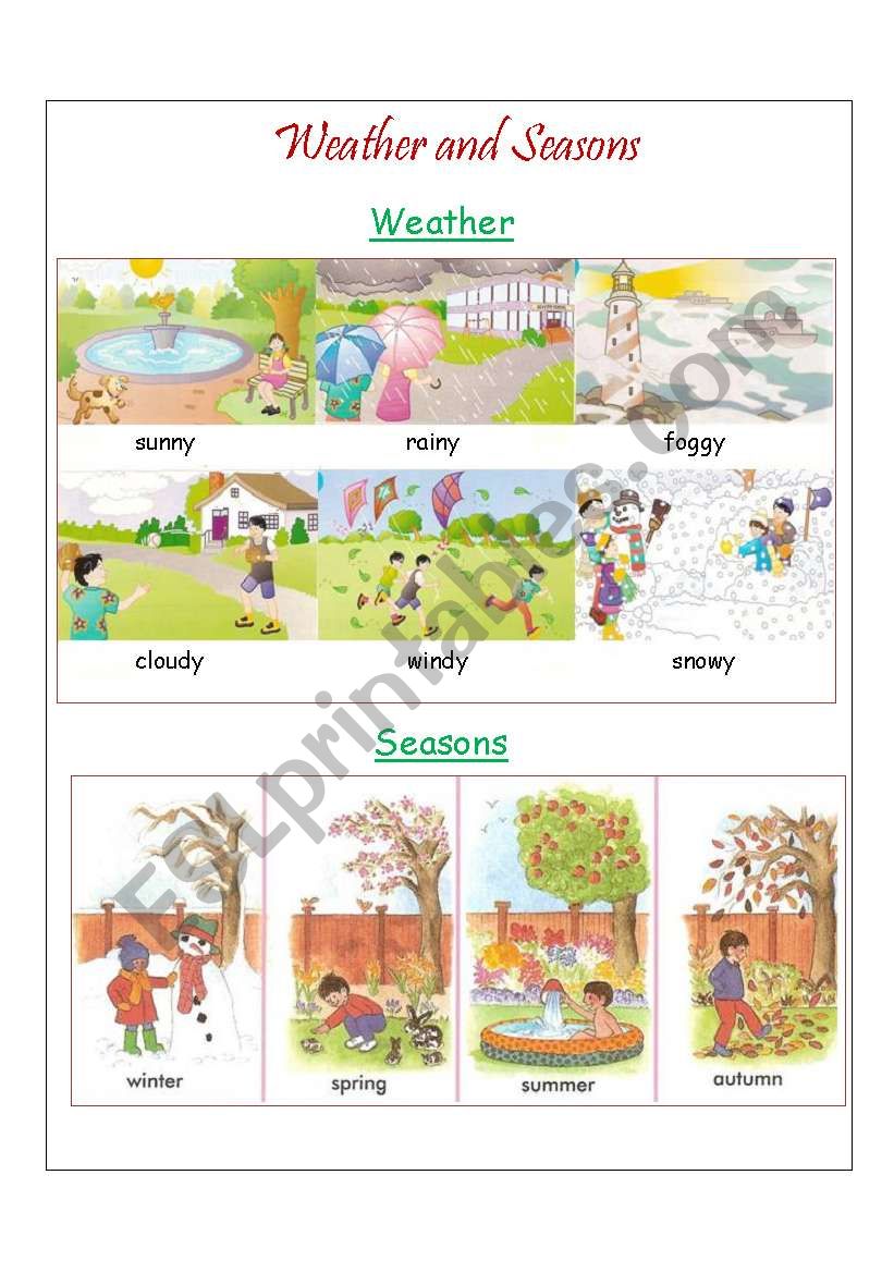 weather &seasons worksheet