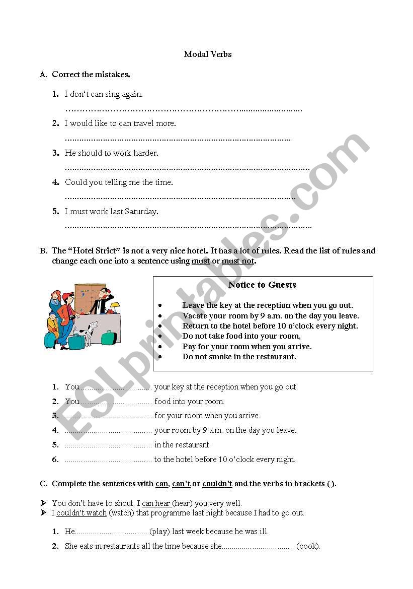 Modal verbs worksheet