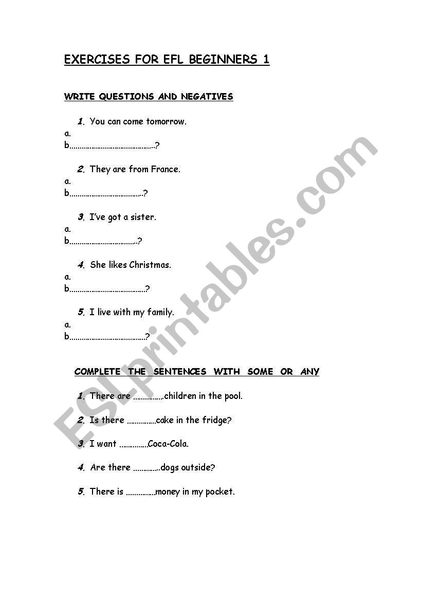 SIMPLE EXERCISES 1 worksheet