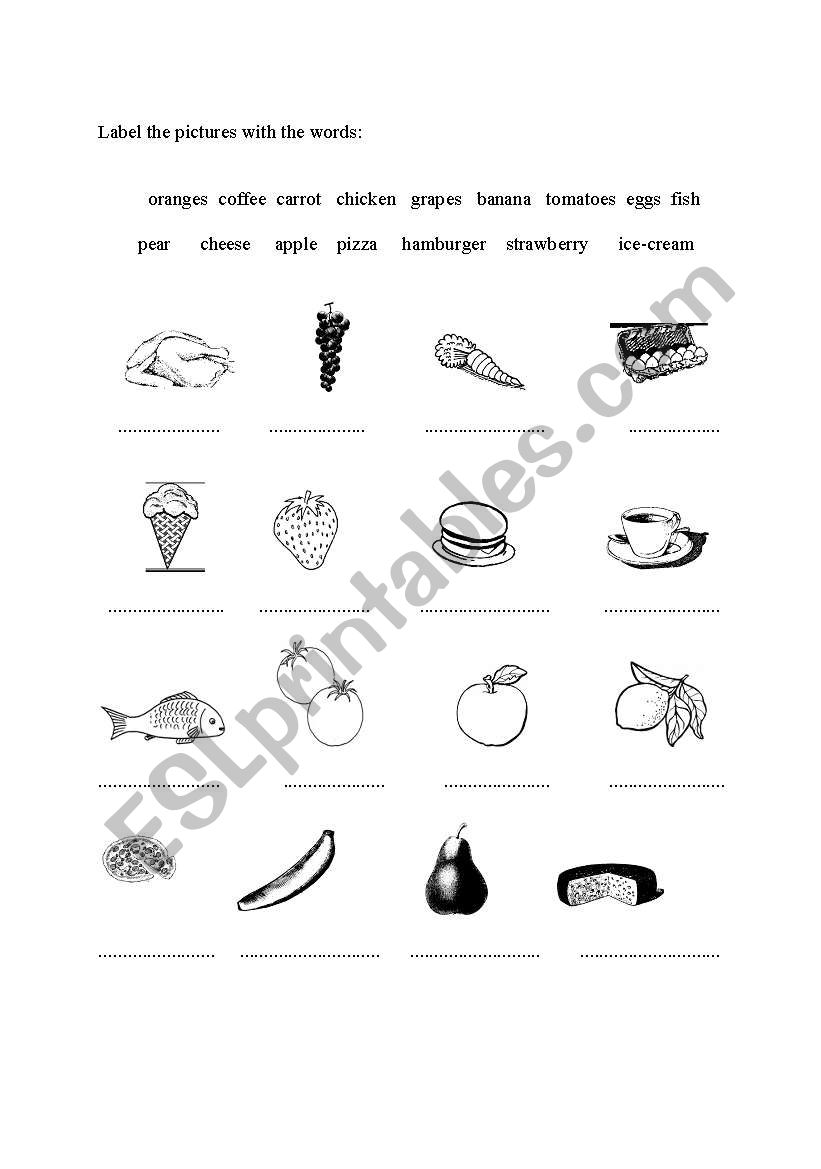 food vocabulary worksheet