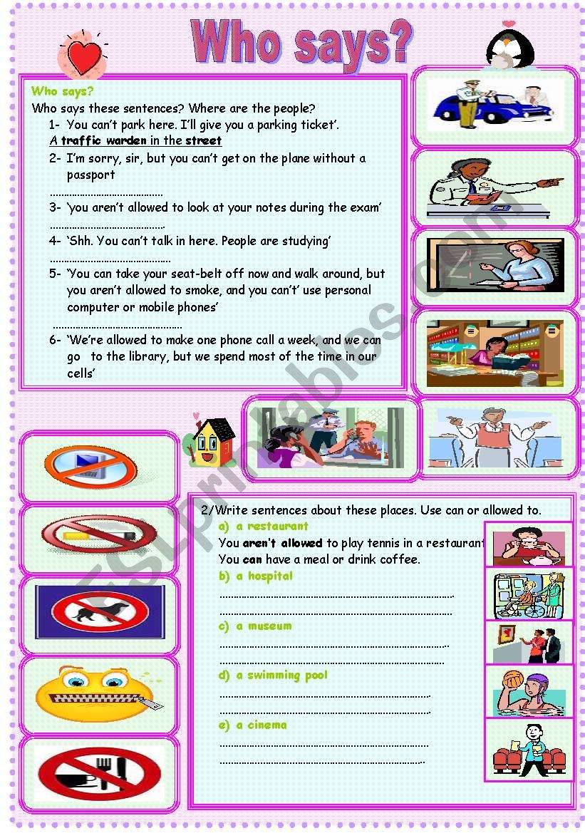 who says? worksheet