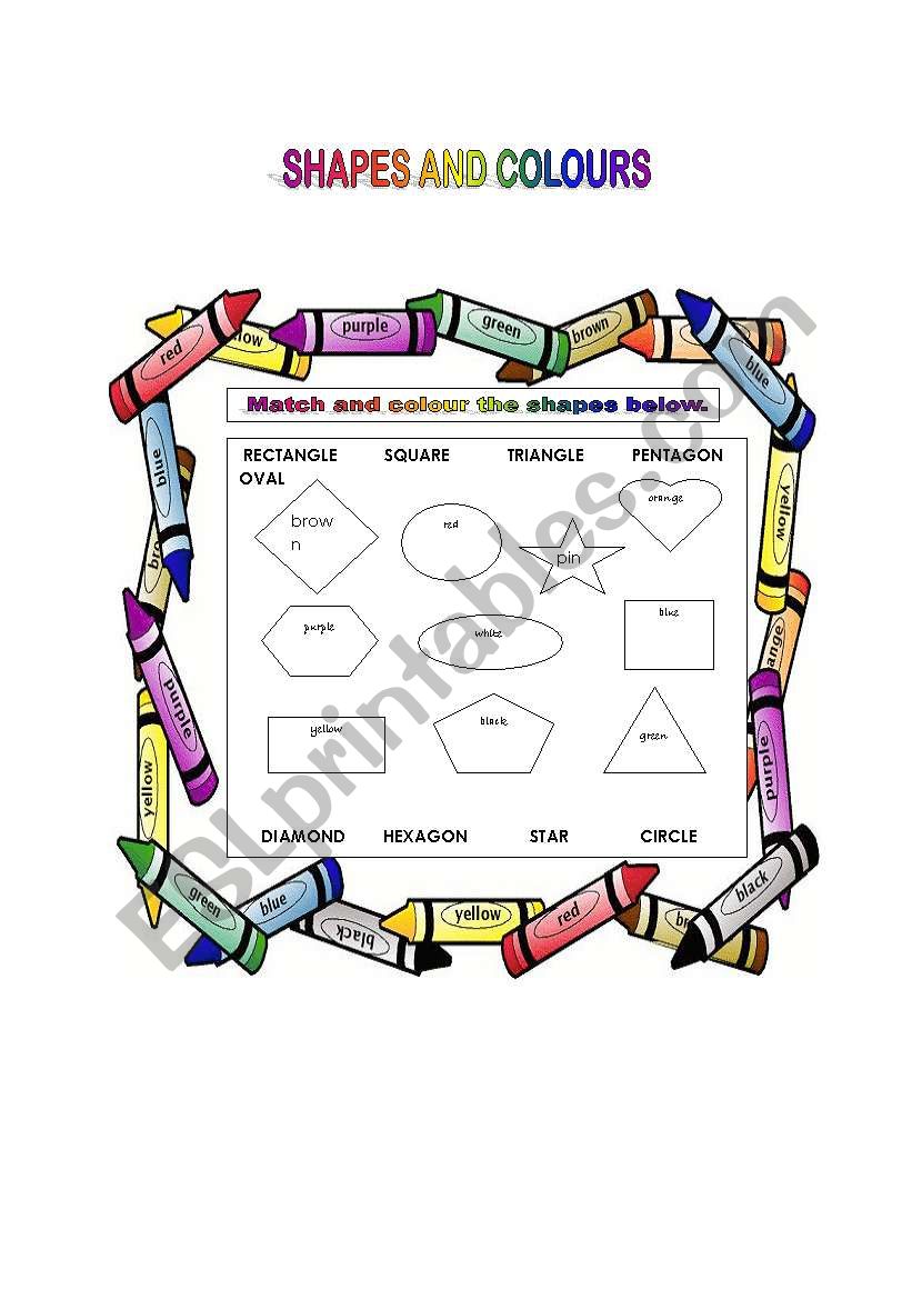 Shapes and colours worksheet