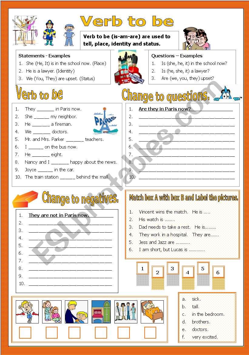 Verb to be - Exercise worksheet