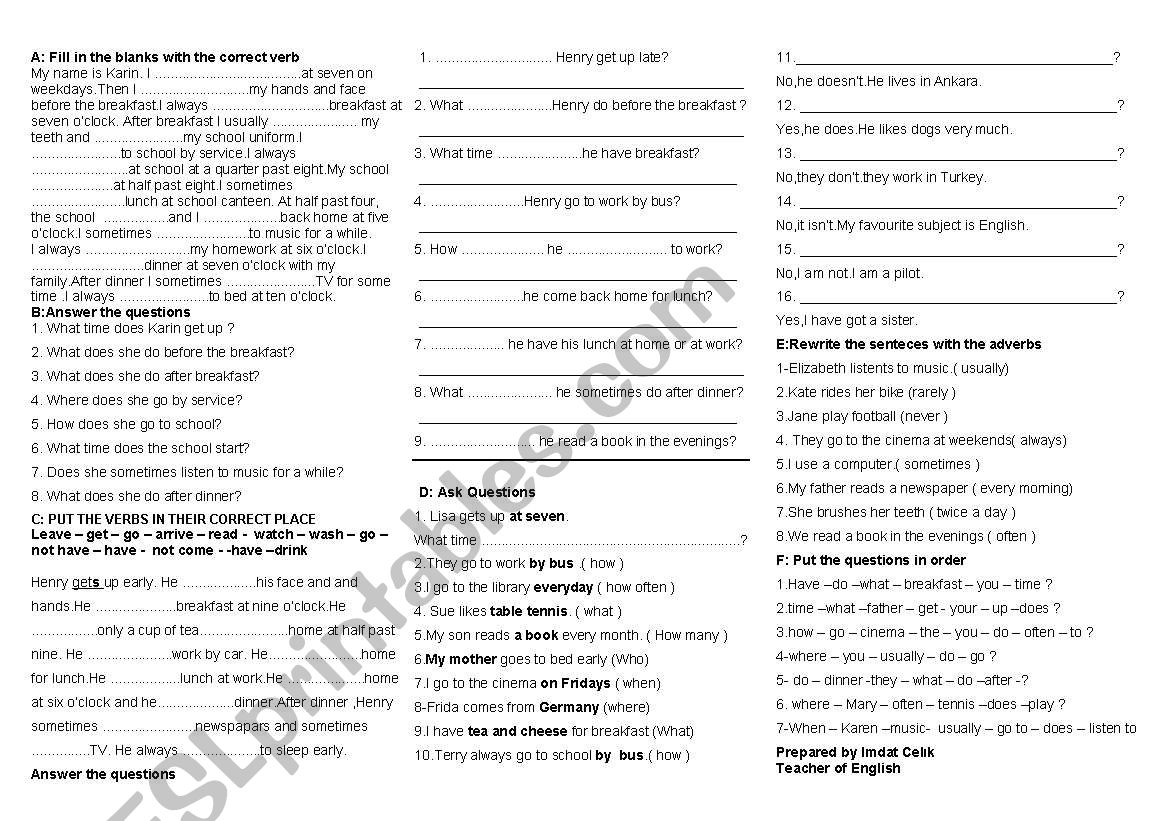 simple present tense  worksheet