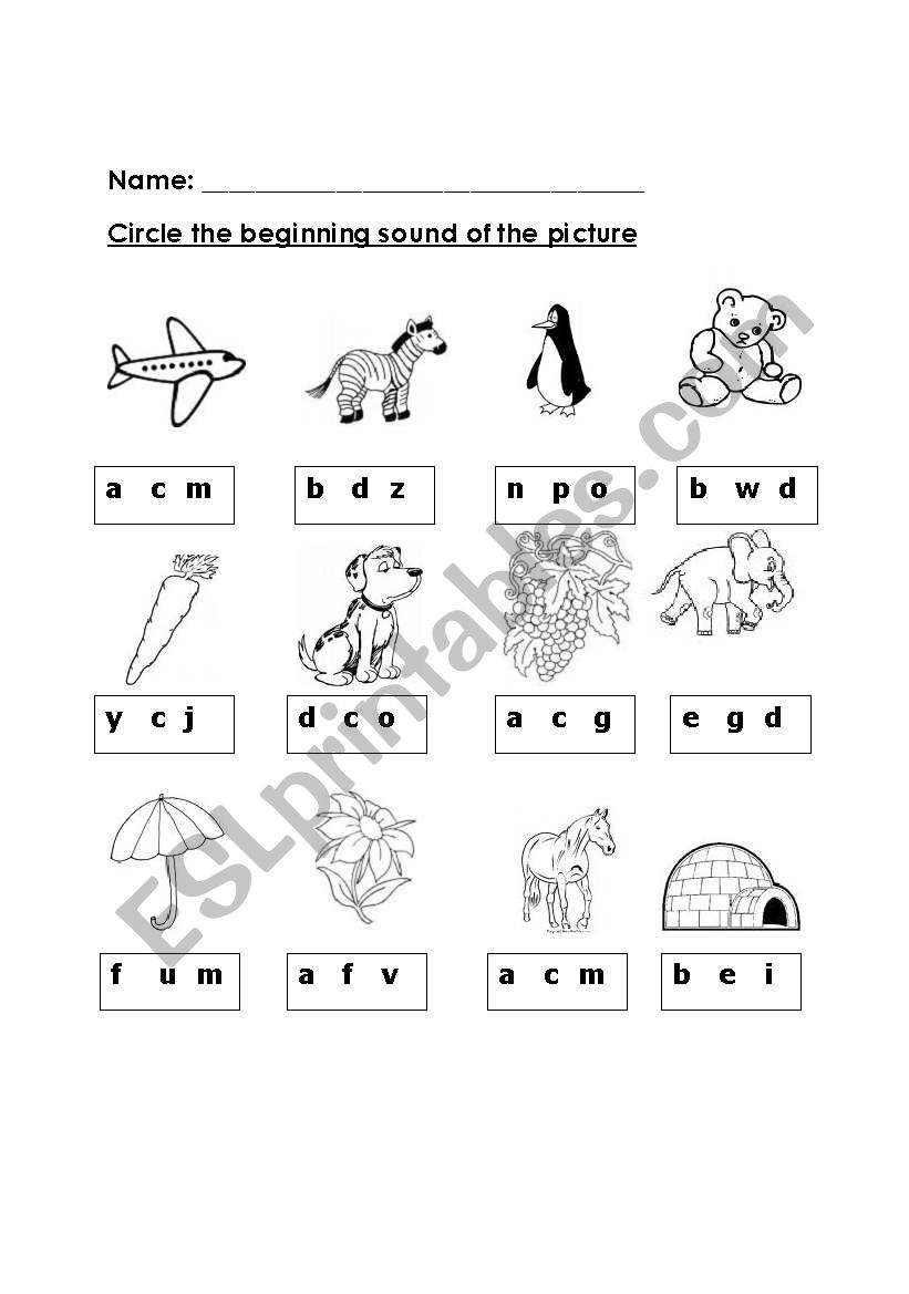 Circle the letter worksheet