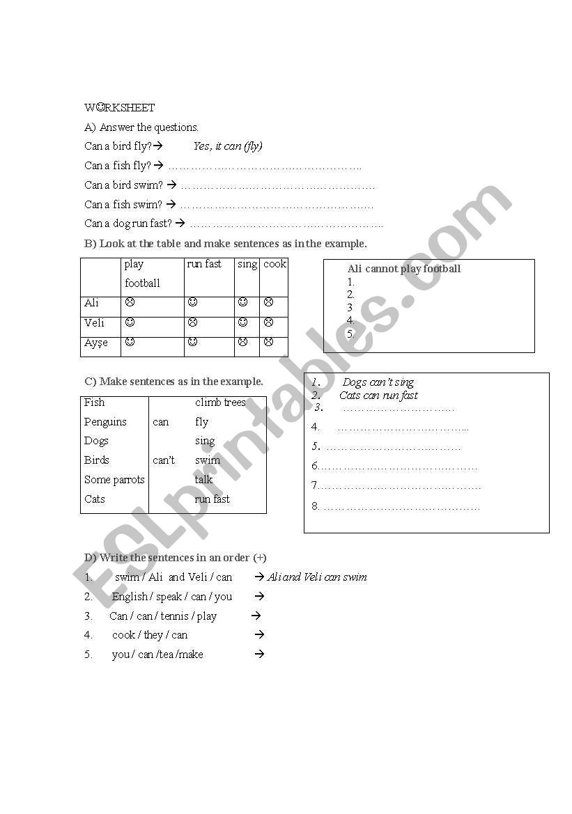 can-cant  worksheet