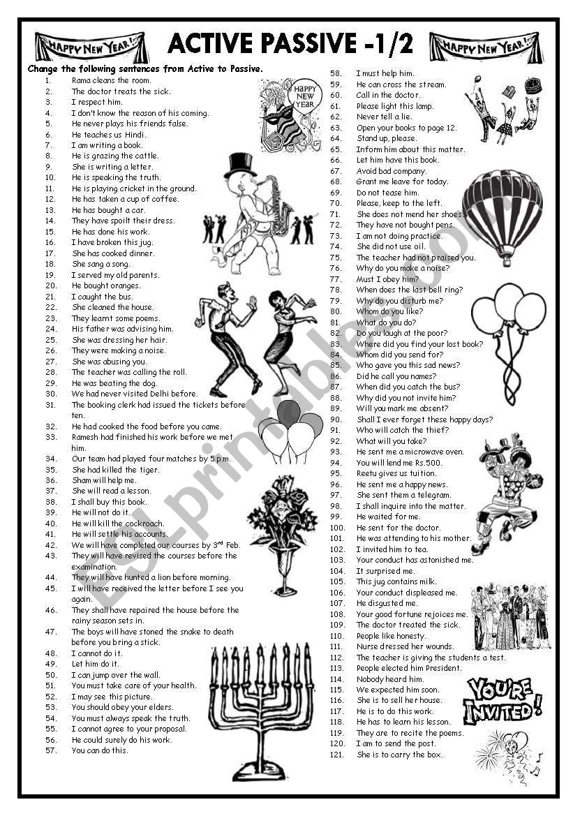 ACTIVE PASSIVE VOICE 1/2 (with answer key)