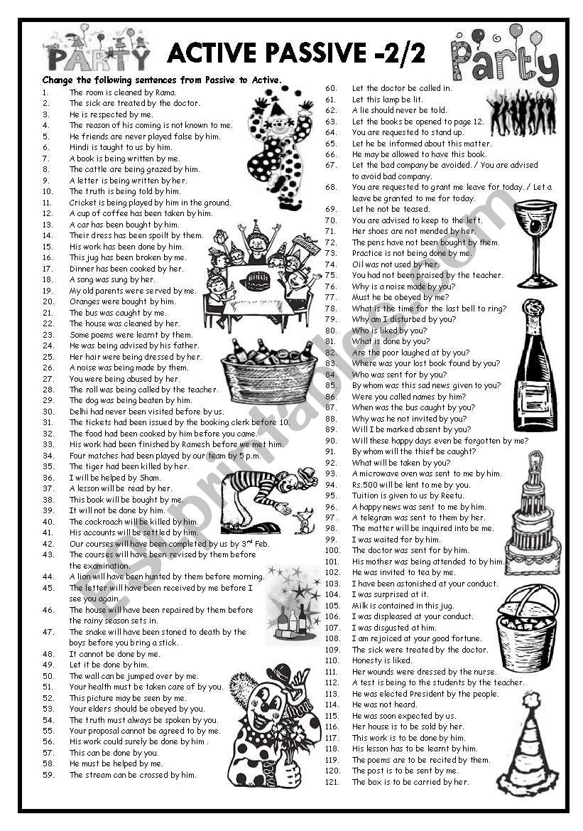 ACTIVE PASSIVE VOICE 2/2 (with answer key)