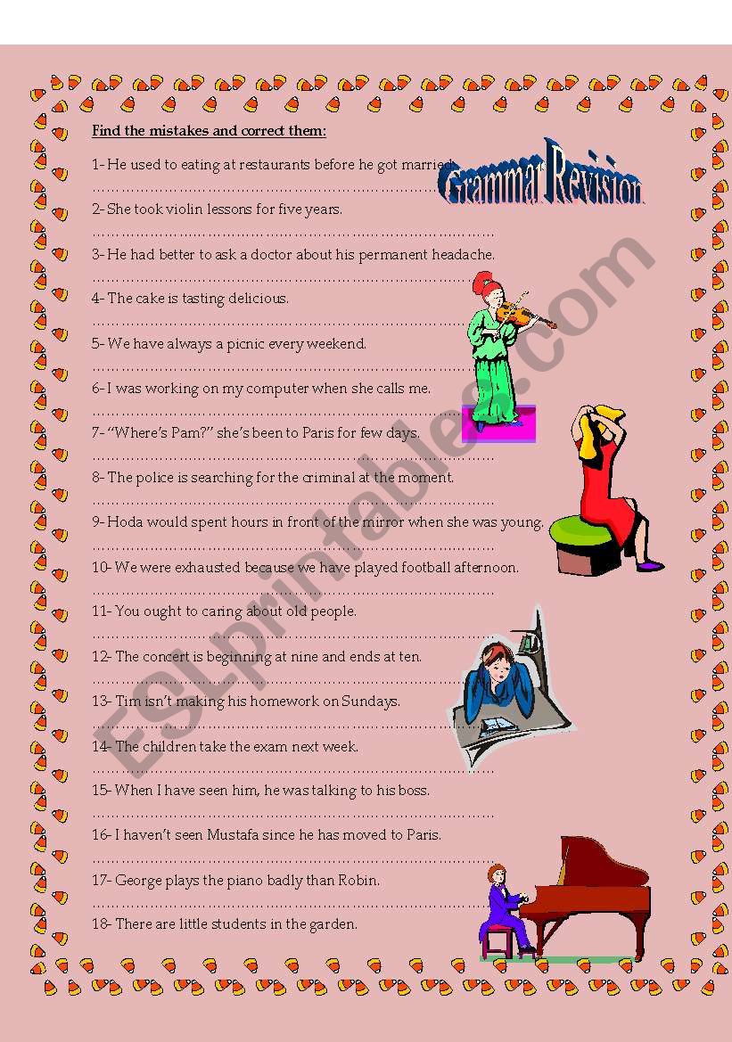 grammar revision worksheet