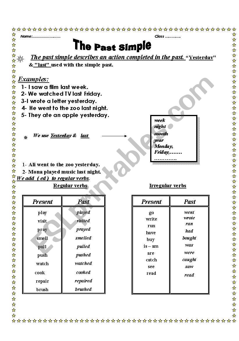 The Past Simple worksheet