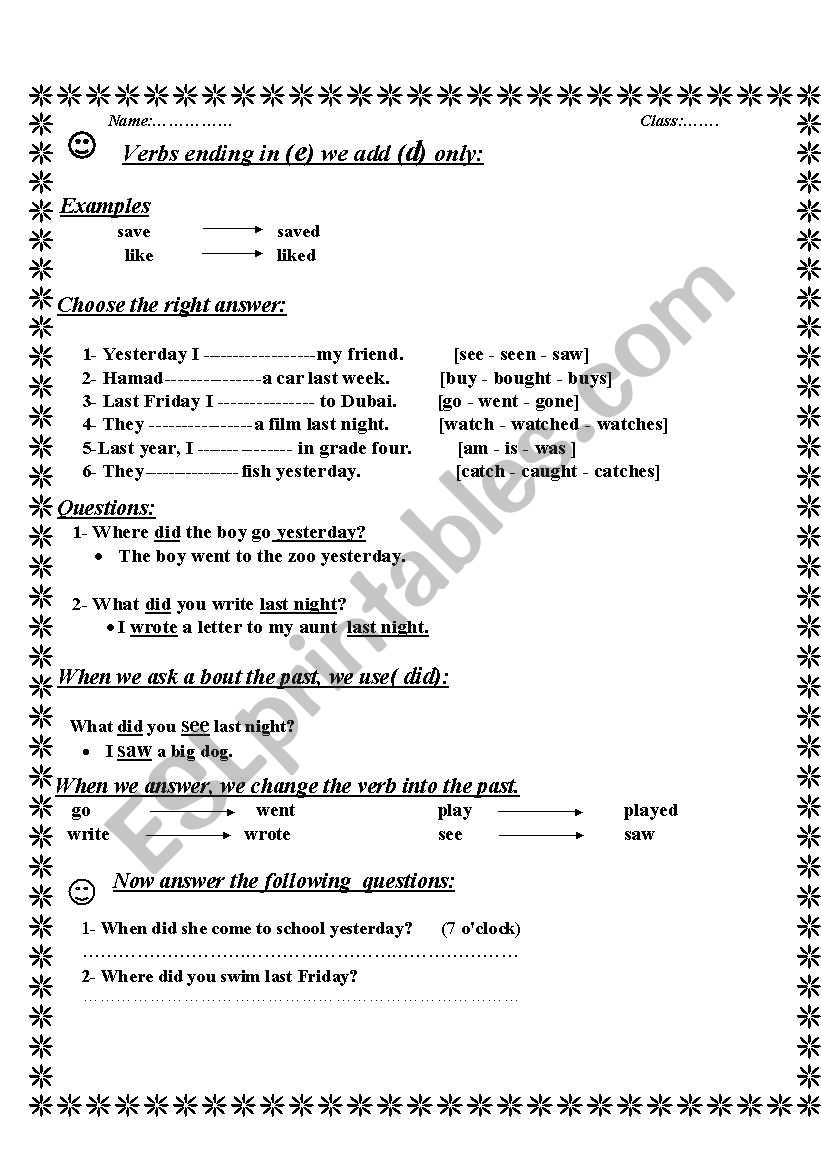 The past simple worksheet