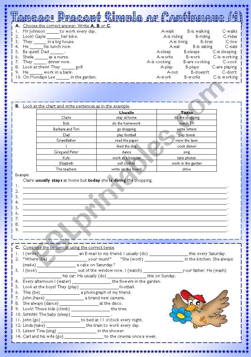 Working with tenses - Present Simple or Continuous (1)